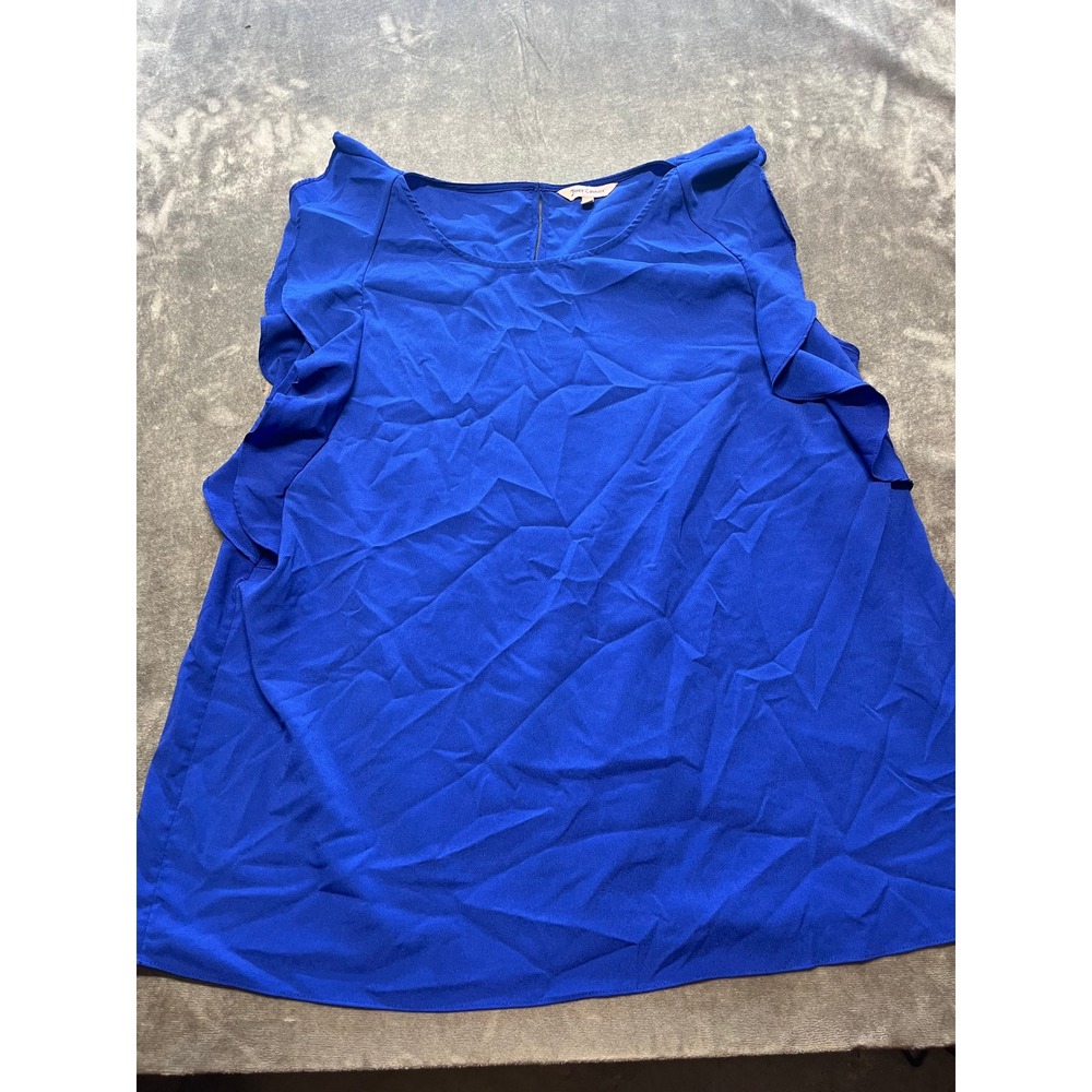 Juicy‎ Couture Womens Top XXL Blue Sleeveless Ruffle Casual Blouse